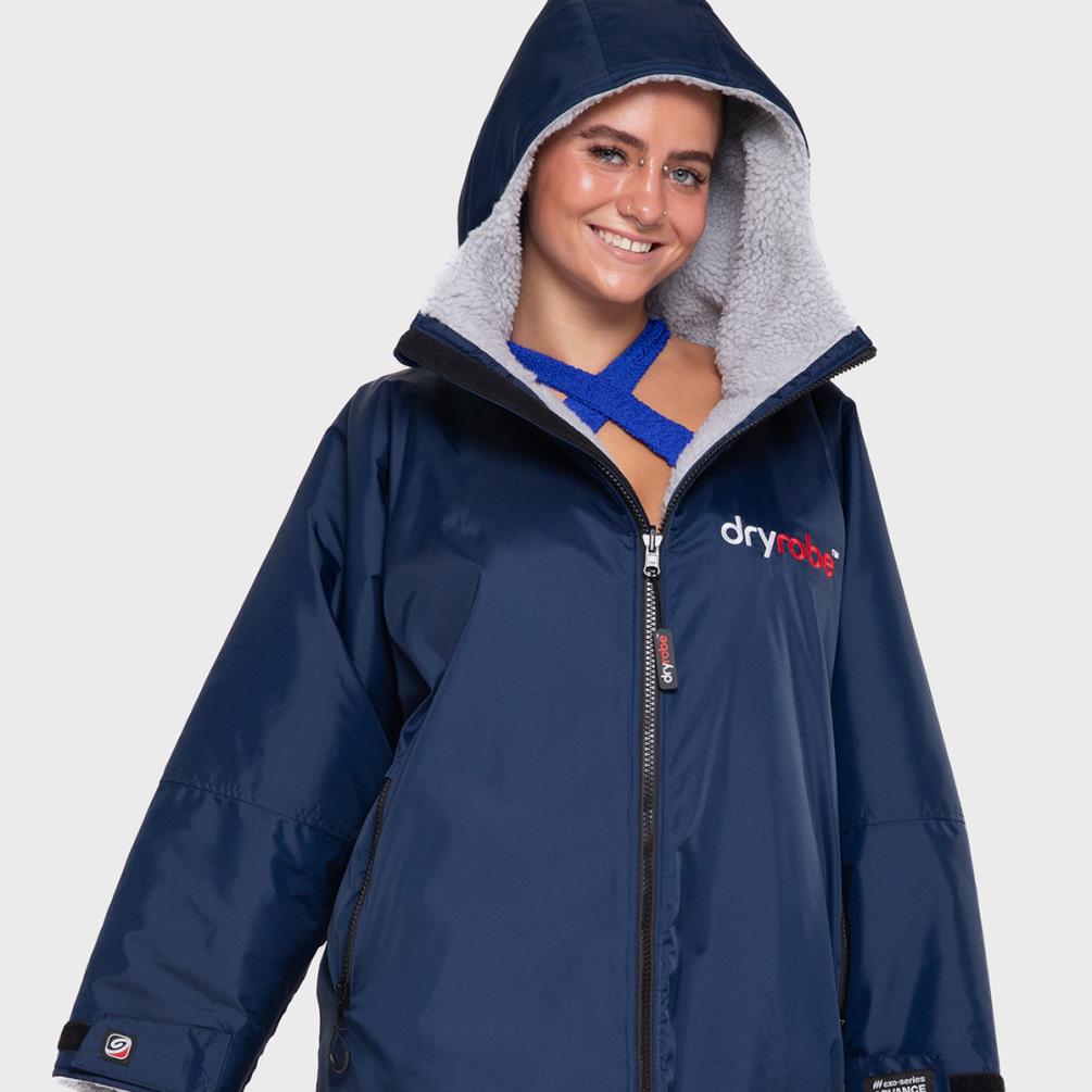 dryrobe Advance Long Sleeve Changing Robe - Navy Blue / Grey Extra Image 2